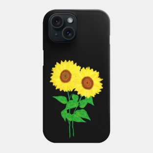 Sunflower Duo (Black Background) Phone Case