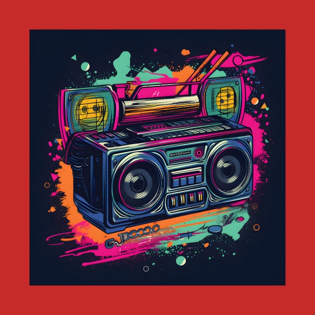 Ghetto Blaster Boom Box 80s Hip-Hop Stereo by Grassroots Green