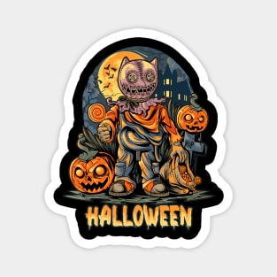 Halloween night and pumpkin zombie Magnet