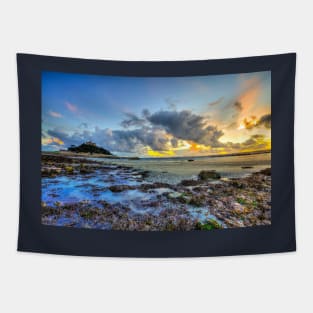 St Michael's Mount Cornwall Dramatic Sunset Tapestry