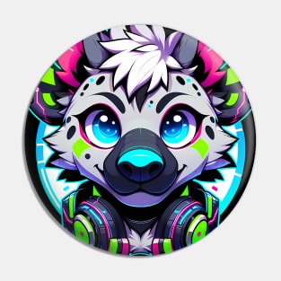 Cyberpunk Neon Furry Anthro Hyena Pin