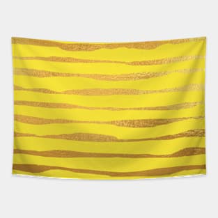 Yellow Gold colored abstract lines pattern Tapestry