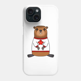 Canadian Pride, Funny Beaver Wearing A Canada Sweater Phone Case