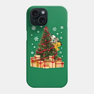 Sooty Christmas Characters Peeking Around Xmas Tree Phone Case