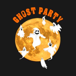 Ghost Party Boo Halloween Pumpkin and Witch with Full moon T-Shirt
