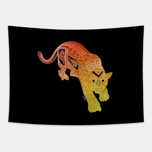 running leopard in mexican pattern ecopop Tapestry