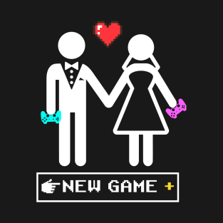 Just Married Gamer Couple New Game + Newlyweds T-Shirt