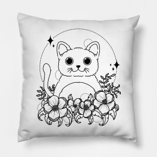 Cute cat and flower Pillow