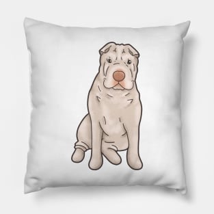 Adorable Shar Pei Gemma Sitting on White - Smaller Version Pillow