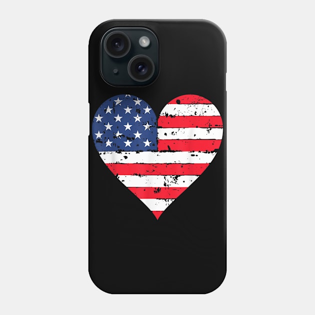 American Flag Heart 4th of July USA Patriotic Pride T-Shirt Phone Case by julieariasdqr887