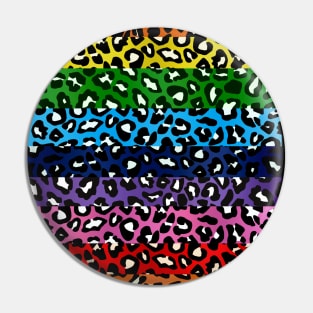 Rainbow Stripes Leopard Print Spots Pin