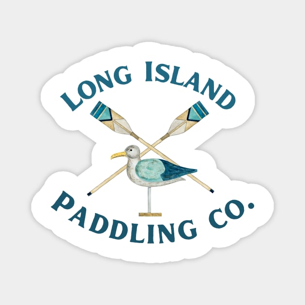 Long Island Paddling Co. Watercolor Paddles and Bird_Darker Lettering Magnet by LongIslandPaddlingCo