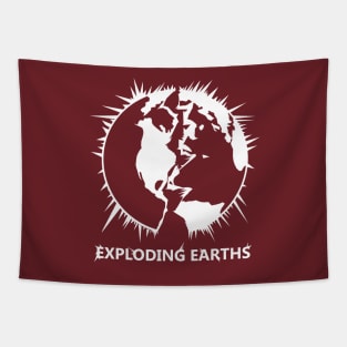 EXPLODING EARTHS! PODCAST TEE LOGO - WHITE Tapestry