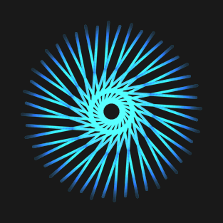 Circular geometric design in neon blue T-Shirt