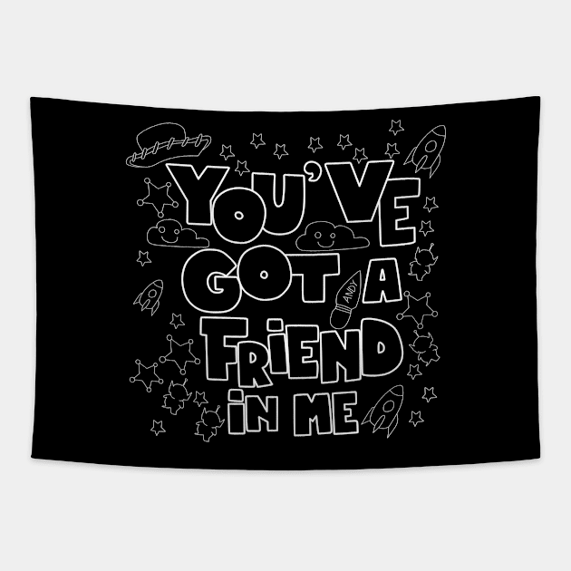 you have friends so enjoy this life ecopop lettering wallpaper fun Tapestry by jorge_lebeau