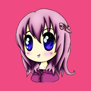 Pink girl anime with purple eyes T-Shirt