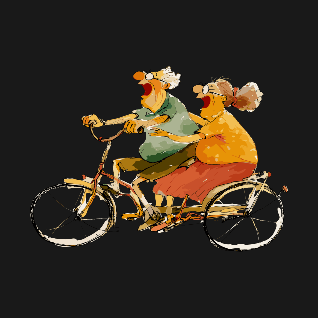 Old Couple Bicycling by erzebeth