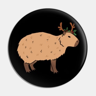 Cute christmas capybara illustration Pin