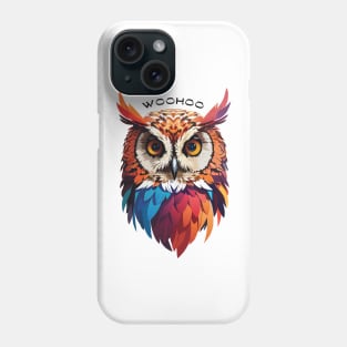 Colourful Owl with Woohoo word on her head Phone Case