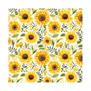 Sunflowers watercolor pattern #6 T-Shirt