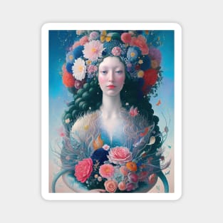 Renaissance mermaid with flowers Magnet