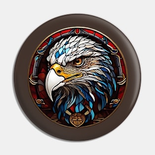 Eagle Portrait in Stained Glass Pin