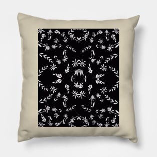 White Flowers on Black Pillow