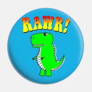 Cute T-Rex Dino Retro Groovy Text Pin