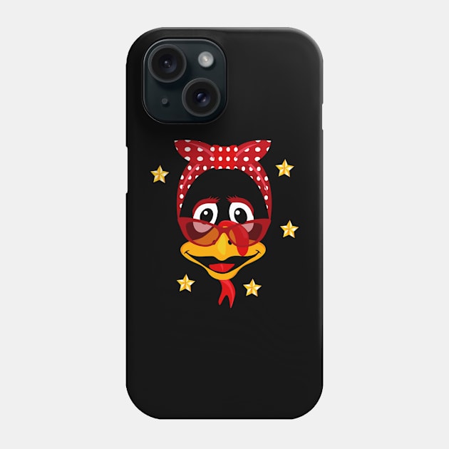 thanksgiving funny cute turkey face with glasses headband Phone Case by bakmed