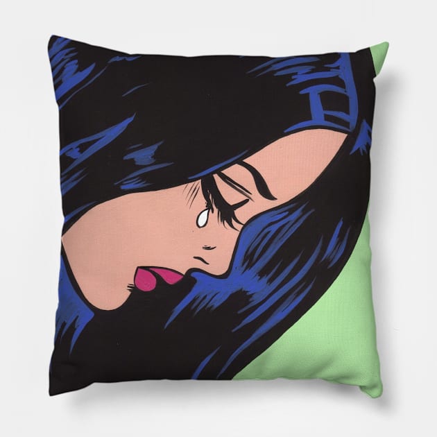 Crying Comic Girl Pillow by turddemon