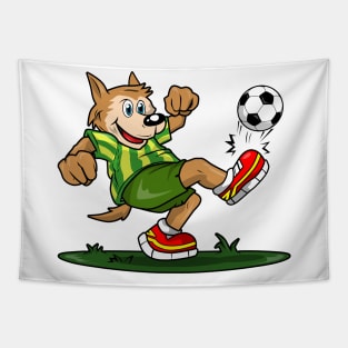 Dog as Soccer player with Soccer ball Tapestry