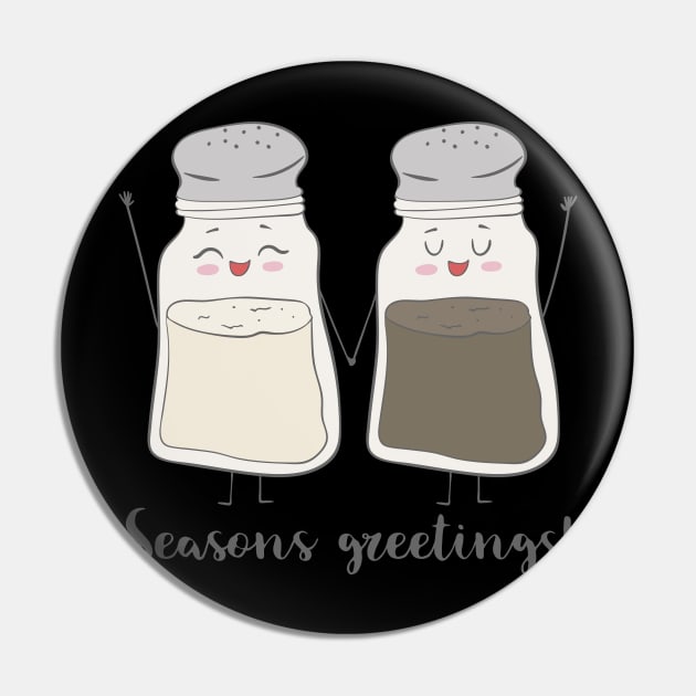 Seasons Greetings, Funny Christmas Food Pin by Dreamy Panda Designs