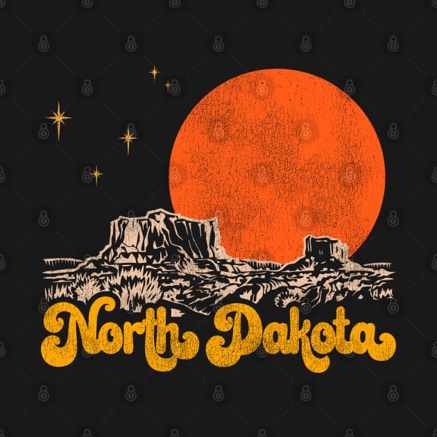 Vintage State of North Dakota Mid Century Distressed Aesthetic by darklordpug