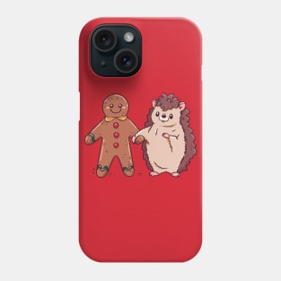 Cute Cartoon Christmas Hedgehog with Gingerbread Man Phone Case