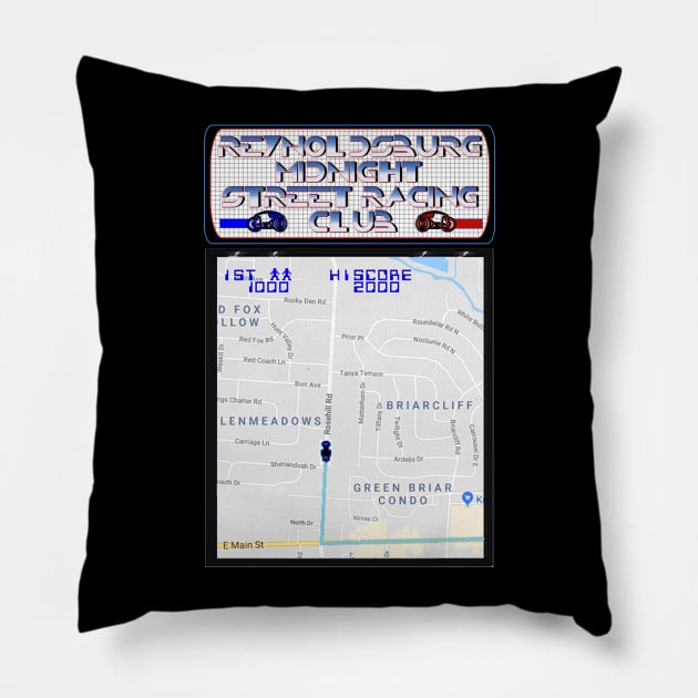 Reynoldsburg Midnight Street Racing Club Pillow by chaometrix