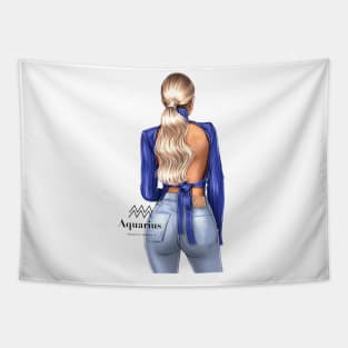 Aquarius Zodiac Girl Fashion Drawing Tapestry