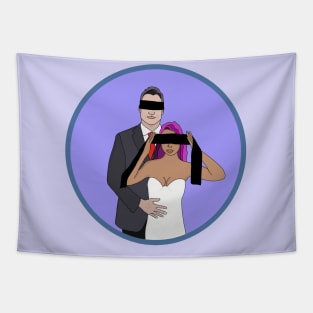 Married Love Funny Cartoon Wedding Engagement Tapestry