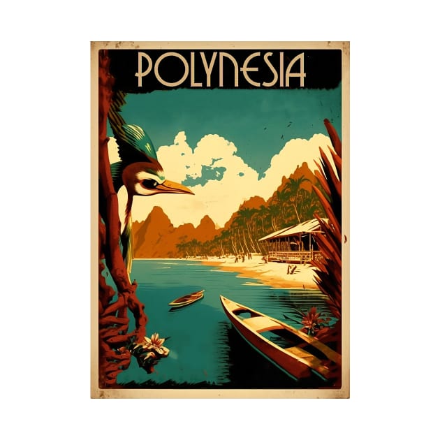 Polynesia Vintage Travel Art Poster by OldTravelArt