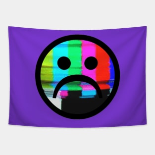 Sad Glitch Face Tapestry