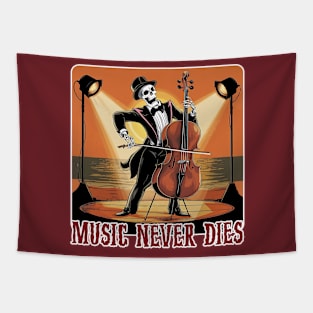 Skeleton playing cello - music never dies Tapestry