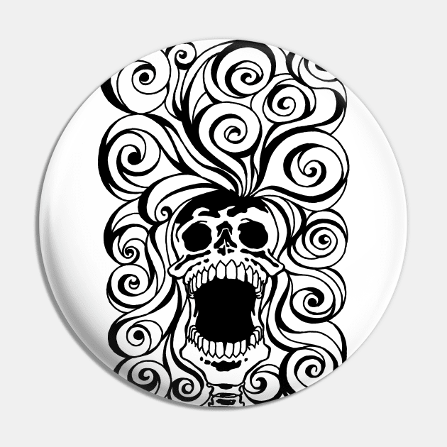 Screeching skull With Bad Hair Day Pin by ebayson74@gmail.com