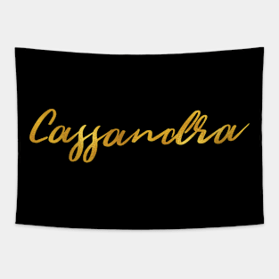 Cassandra Name Hand Lettering in Faux Gold Letters Tapestry