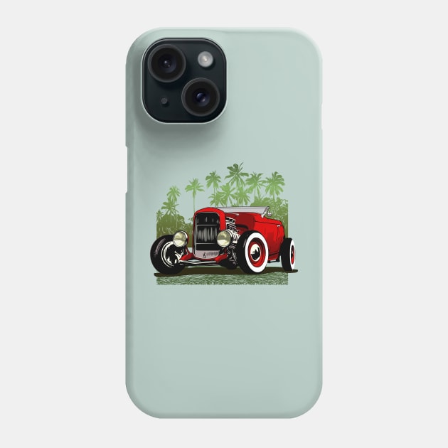 Classic 30's Hot Rod Unisex Jersey Tee Red/Green version Phone Case by ZoeysGarage