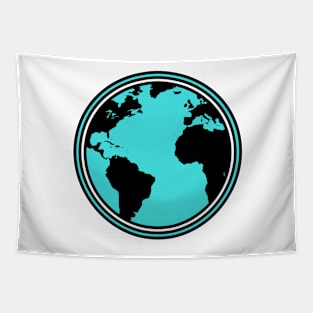 Blue, Black and White Planet Earth Tapestry