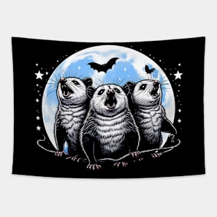 Three Opossums Howling at the Moon Funny Pet Possum Design Tapestry