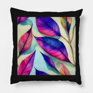 Colorful watercolor leaves pattern Pillow