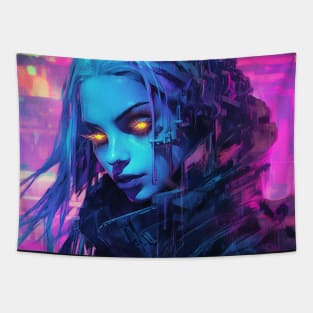 Cyberpunk Neon Ghost Android Tapestry