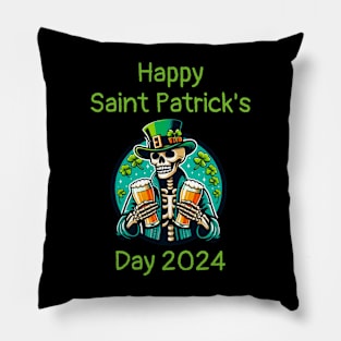 St Patricks Day 2024. Irish Skull Men Pillow