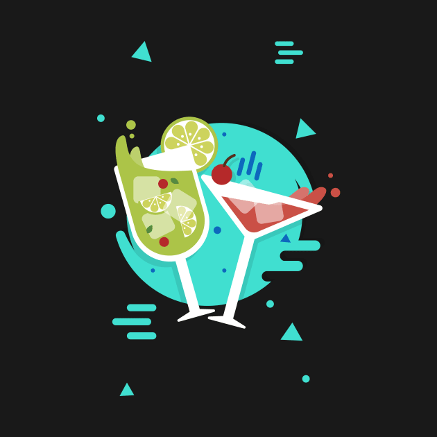 Cocktail Cheers Graphic Typography White Design by Stylomart