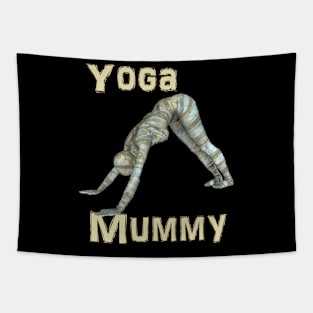 Yoga Mummy Downward Dog Pose Tapestry